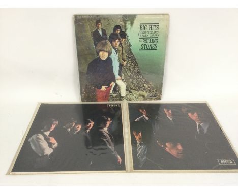 Three early UK pressings of Rolling Stones LPs comprising their first two LPs plus 'Big Hits (High Tide And Green Grass).