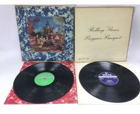 Two first pressings of Rolling Stones LPs comprising 'Their Satanic Majesties Request' with lenticular sleeve and 'Beggar's B