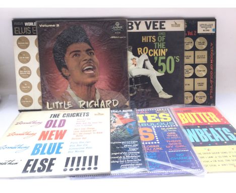 A small collection of 1950s and 60s rock n roll and pop LPs by various artists including Elvis Presley, Little Richard and ot