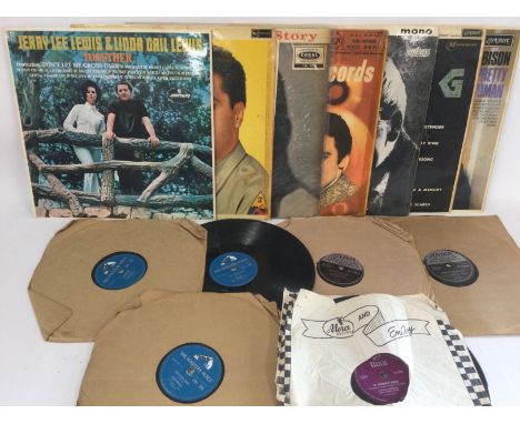 A collection of rock n roll LPs and 78s by various artists including Elvis Presley.