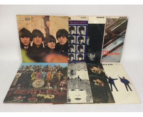 Eight early UK pressings of the first eight UK release Beatles LPs.