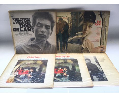 Six UK pressings of Bob Dylan LPs comprising his self titled debut, 'Freewheelin', 'Bringing It All Back Home' and others.