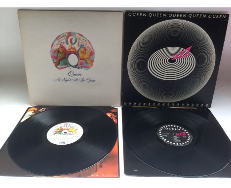Two Queen LPs comprising a first UK pressing of 'A Night At The Opera' and 'Jazz' with insert. Both vinyl Ex.