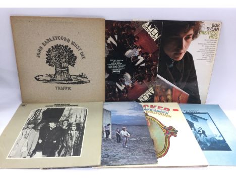 Seven 1960s era LPs by various artists including Traffic, Bob Dylan, The Who and others.