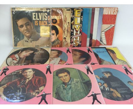 A collection in two bags of Elvis Presley LPs including picture discs, coloured vinyl etc.