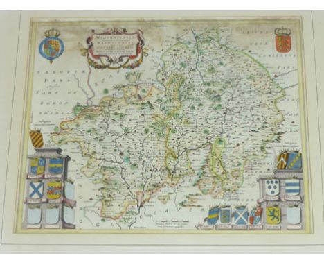 After Blaeu,
Map of Worcester, Warwickshire and the Liberty of Coventry,
later hand coloured,
40 x 50 cm  CONDITION REPORT: S