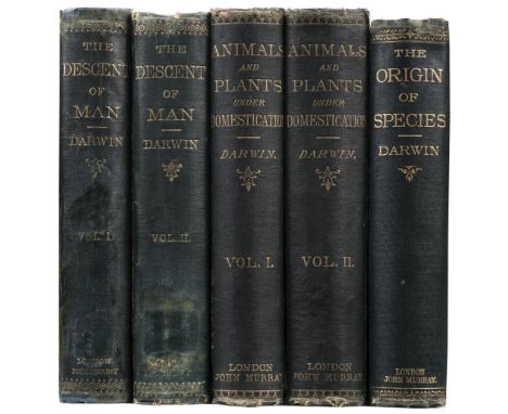 Darwin (Charles). The Descent of Man, 2 volumes, 1st edition, mixed issue, London: John Murray, 1871, half-title to volume on