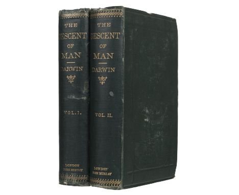 Darwin (Charles). The Descent of Man, 2 volumes, 1st edition, 2nd issue, London: John Murray, 1871, half-titles, 16 pp. publi