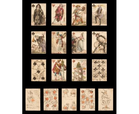 * French transformation playing cards. Cartes á Rire, Jeu des Journaux, Paris: Grandebes, circa 1819, 48 (of 52, without QC, 