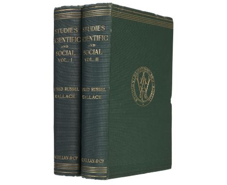 Wallace (Alfred Russel). Studies Scientific &amp; Social, 2 volumes, 1st edition, London: Macmillan and Co., 1900, folding ma