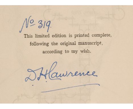 Lawrence (D. H.). Pansies, privately printed by P. R. Stephensen, 1929, signed by the author to the limitation page, monochro