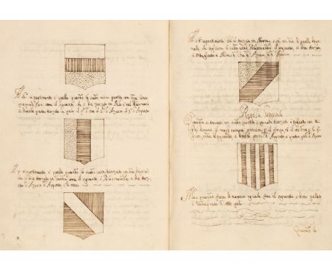 Italian heraldry manuscript. Regole di Blasone compendiate per il Nobilissimo Colleggio di Parma da Allessandro Lampugnani, l