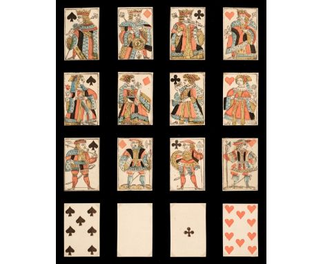 * French playing cards. Lyon pattern, France: unknown maker, circa 1740, 31 (of 32, without 9D, and probably 7S added from an