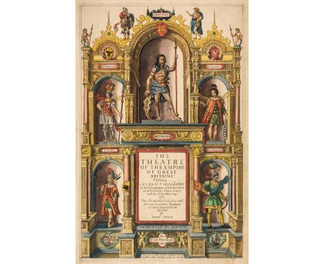 Speed (John). Title and Dedication pages, John Sudbury &amp; George Humble, 1611, hand-coloured engraved title &amp; dedicati