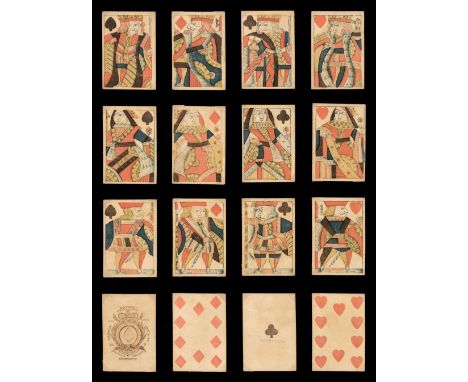 * English playing cards. Standard pattern type I, James Stopforth, circa 1815, a complete deck of 52 stencil coloured woodblo