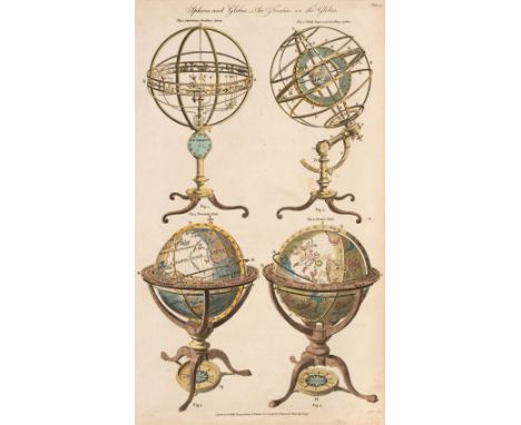 Globes &amp; Speres. A collection of 26 maps and engravings, 18th &amp; 19th century, engravings of globes, armillary spheres