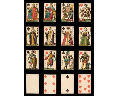 * French playing cards. Cartes Royales, 2nd edition, Paris: Widow Dambrin, 1817, a complete deck of 52 stencil coloured engra