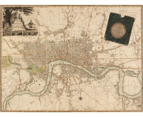 London. Laurie &amp; Whittle (publishers), A New Map of London, November 8th. 1800, engraved map with contemporary outline co