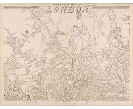 London. Weller (Edward), London, published in 'The Weekly Dispatch Atlas', circa 1863, uncoloured lithographic map on nine do