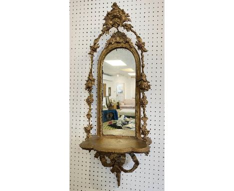 BRACKET MIRROR, 19th century giltwood with floral and ribbon detail, 83cm H x 30cm. 