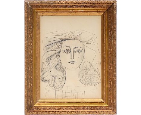 PABLO PICASSO 'Françoise Gilot 2', 1954, lithograph on wove paper, printed by Mourlot, 36cm x 26cm, framed and glazed. 