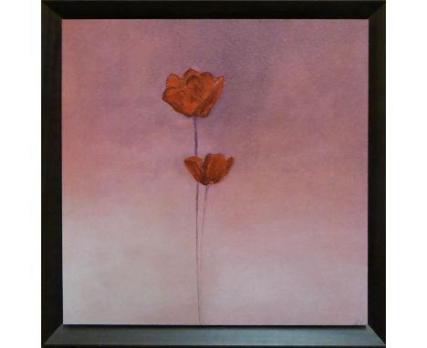 CONTEMPORARY SCHOOL 'Poppy Elegance II', giclée print on board, 60cm x 60cm, framed. 