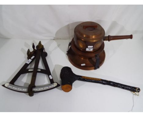 A decorative spirit kettle, model of a sextant and a Shillelagh (3)