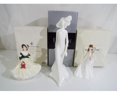 Three figurines contained in original boxes, comprising Royal Doulton Pretty Lady's Christmas Day 2008 - HN5210, Royal Doulto