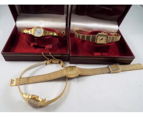 Two Rotary watch boxes containing four lady's wristwatches to include Rotary, Accurist, Regency 17 jewel and a further Rotary