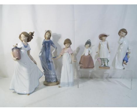 Nao - six ceramic figurines by Nao largest approx 31cm (h) Est £30 - £50