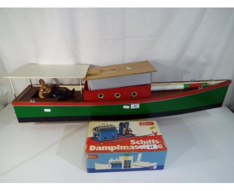 A scratch built steam powered pond boat, using a Wilesco Marine Steam engine, approximately 91 cm [L] [2].