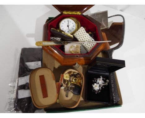 A good mixed lot to include a good quality jewellery box containing a collection of costume jewellery to include bangles, mic