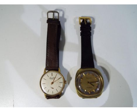 Two vintage gentleman's wristwatches comprising an Accurist Shockmaster 17 jewel wristwatch, baton hour markers, date apertur