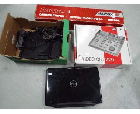 Photographic equipment - a Hama tripod, Hama video cut 220, a Dell laptop, Inspiron model No. DFGJBC with cables, mouse and s