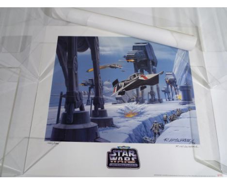 Two limited edition StarWars print by R. Mcquarrie, both hand signed by the artist.