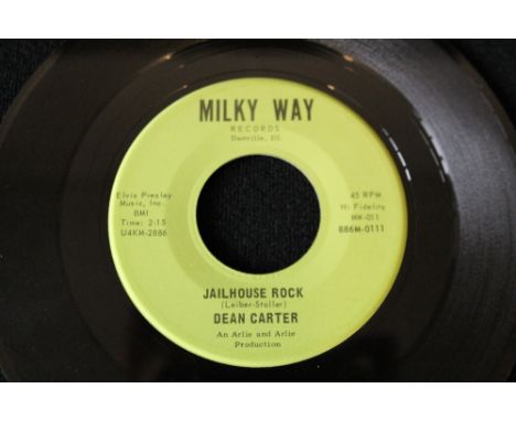 DEAN CARTER - Absolutely savage release of Jailhouse Rock c/w Rebel Woman issued on Milky Way Records (MW-011). The record is