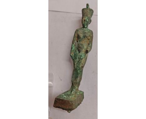 An Egyptian cast bronze figurine depicting a female courtier - with related paperwork