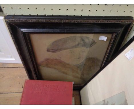 An ebonised framed old master portrait print 'Study by Giangiaconi'