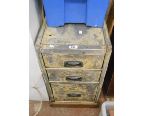 A 37cm vintage aluminium three drawer filing cabinet with shabby chic finish and concealed release handles