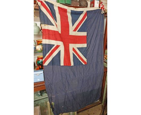 A vintage Blue Ensign flag - sold with a similar Royal Standard flag - various condition