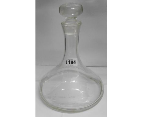 A vintage glass ship's style decanter with etched ship design