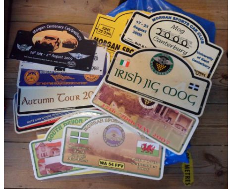 A bag containing a large quantity of Morgan Sportscar Club rally and meeting car badges