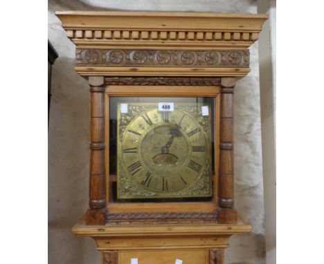 An oak and mixed wood longcase clock with 23cm square 18th Century single hand brass dial marked for Webster, Salop, married 