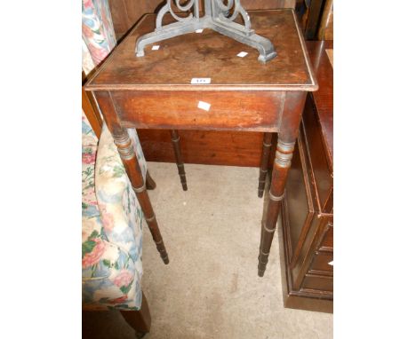 A 48cm late Georgian mahogany side table, set on high ring turned legs