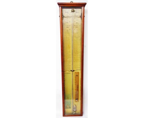 An old mahogany cased Admiral Fitzroy barometer with usual paper text inserts, mercury works and thermometer scale marked for