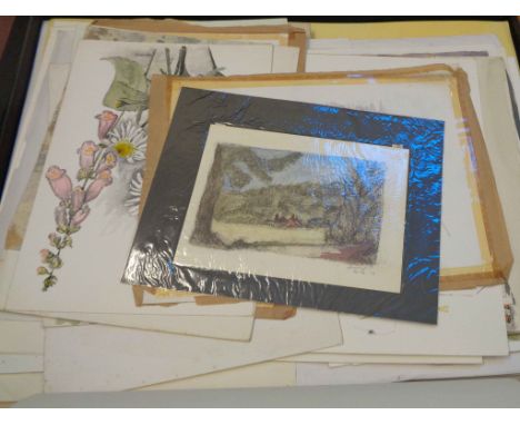 M. Hiorns: a box folio containing a selection of unframed original works from the studio of the artist - various subjects