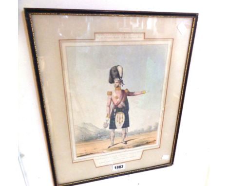 A Hogarth framed antique coloured military print entitled 'Officers of the British Army, No. 32'