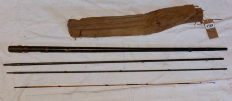 A 9' 6" vintage Mitre-Hardy 'The Alder Trout Fly Rod' No.76255 three section split cane rod in original canvas bag - sold wit