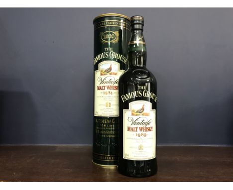 THE FAMOUS GROUSE 1989 AGED 12 YEARS - ONE LITRE
Blended Malt Scotch Whisky
1L, 43% volume, in tin. CONDITION REPORT: Very go