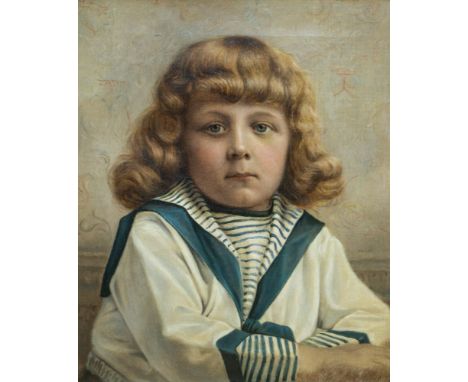 English School (late 19th / early 20th century), Portrait of a young boy in sailors uniform, oil on canvas, 35cm x 42.5cm, un